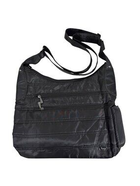 Lug Cable Car Black Nylon Crossbody Bag Multi Zip Compartments Travel School EUC
